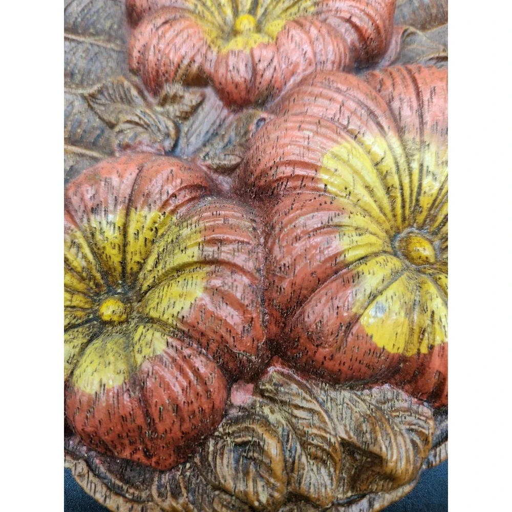 Vintage Poppy Flowers Oval Pressed Wood Wall Hangings Set Of 2 10